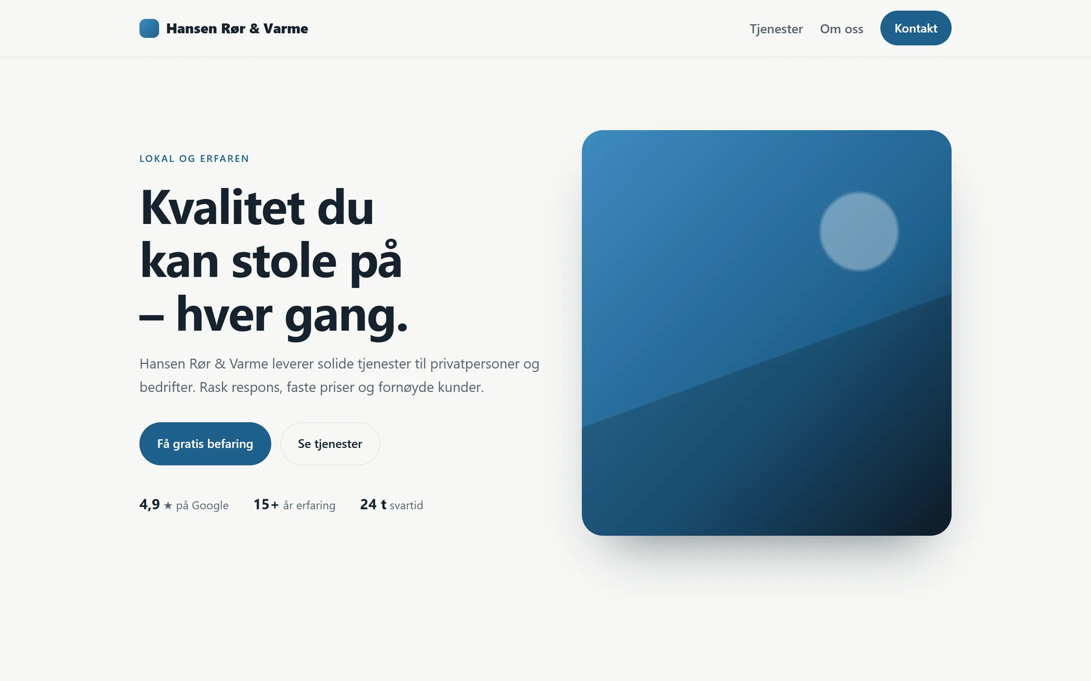 Skjermbilde av Nettside for håndverker